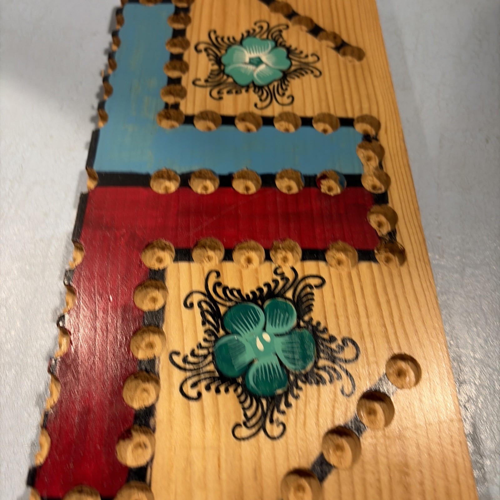 Handmade, Hand Painted Mexican Wooden Family Board Game Liri Board Game