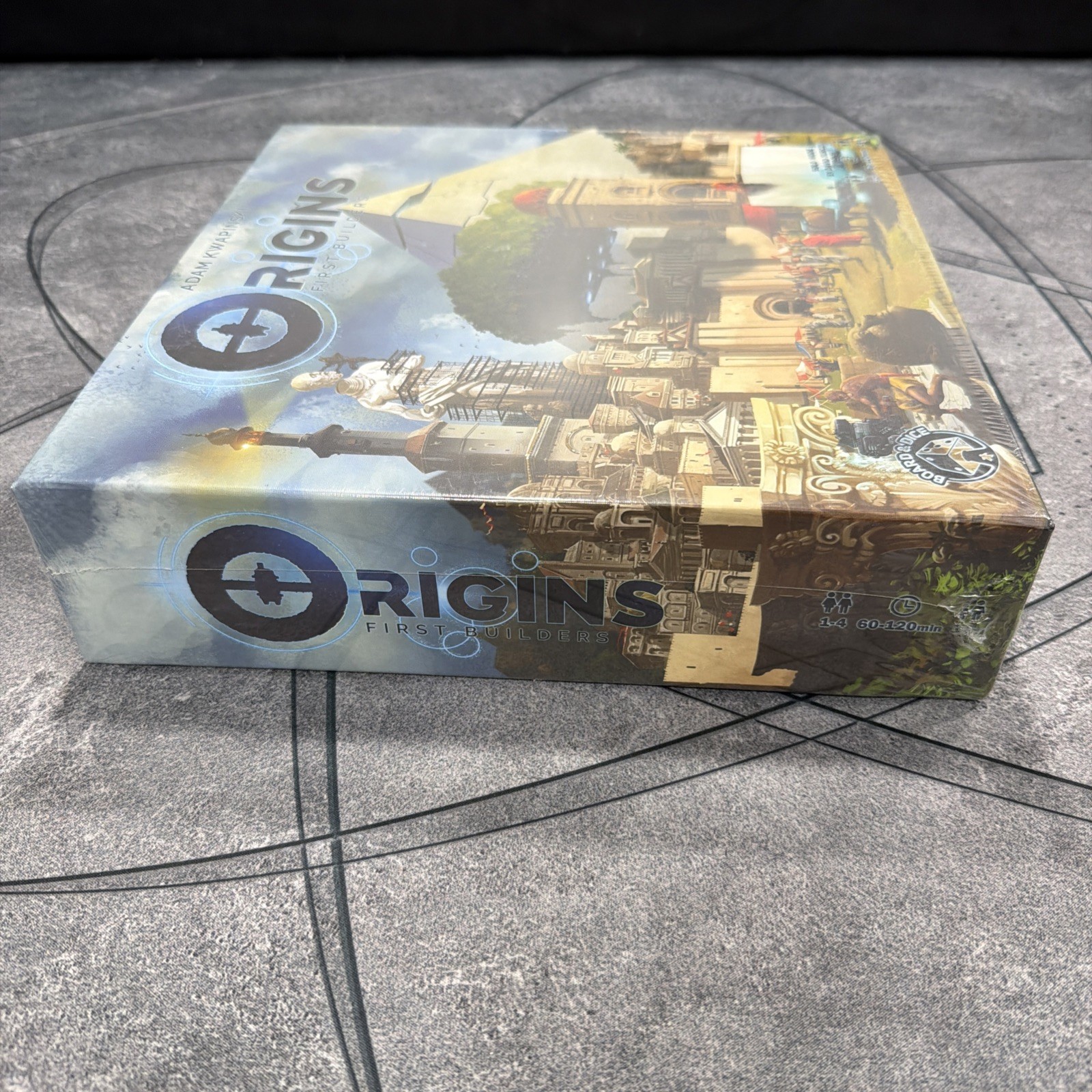 Origins First Builders Strategy Board Game New Board & Dice damaged box