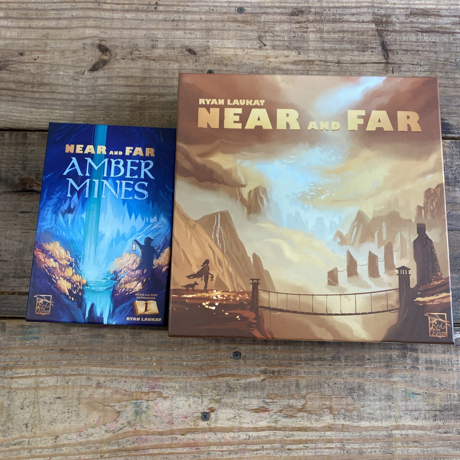 Near and Far Board Game w/ Amber Mines Expansion – Red Raven Games – Complete