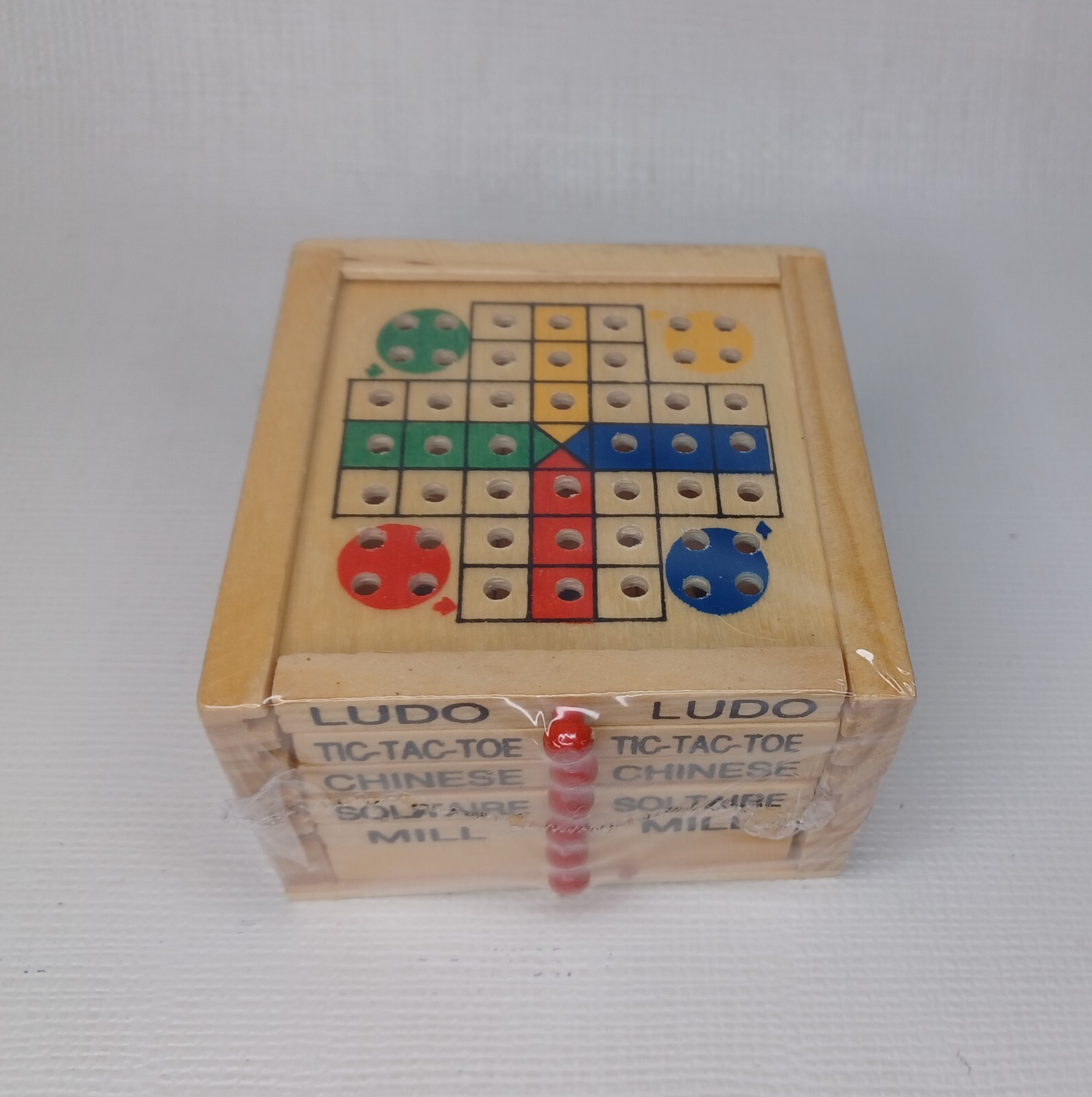 Wooden Game Cube 5 Games Chinese Checkers Solitaire Ludo Mill Tic Tac Toe