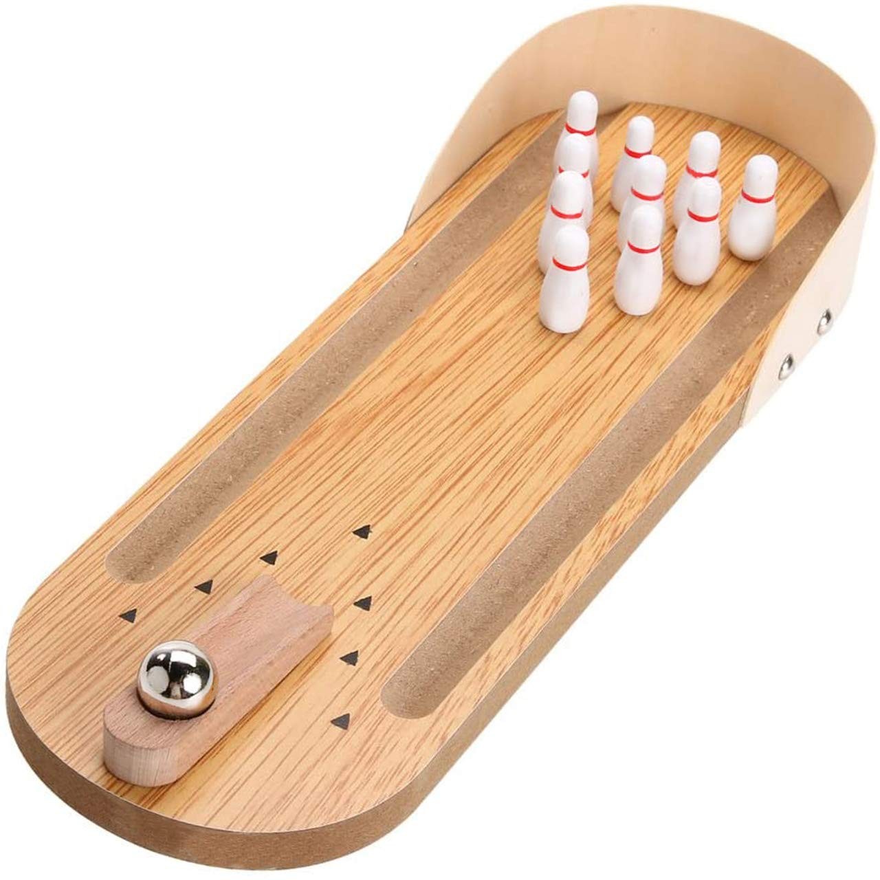 Table Top Mini Bowling Game Set Tabletop Wooden Board Mini Arcade Desktop Tiny