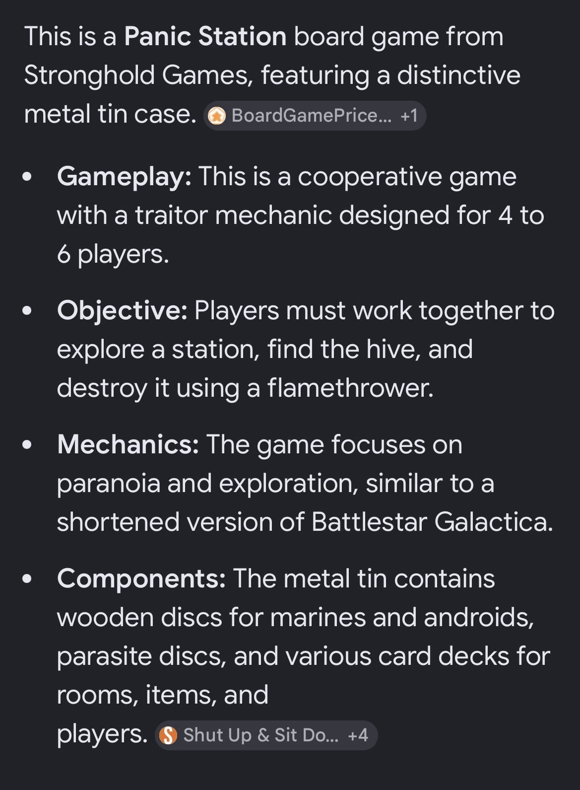 New PANIC STATION/Metal Tin/4-6 Players/Sci-Fi/Ages 10+/Stonghold Games