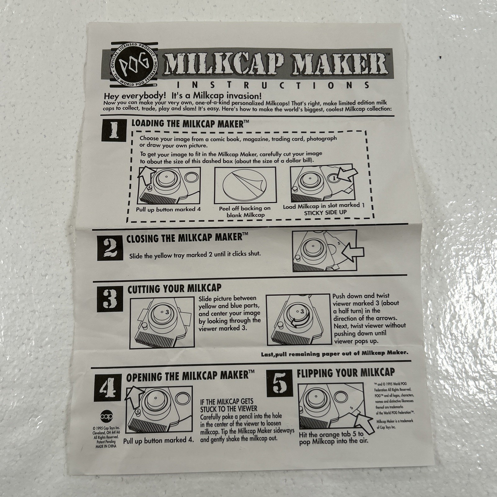 Official Pog Milkcap Maker Machine & 185 Refill Pack 1995 90’s Boxed Complete