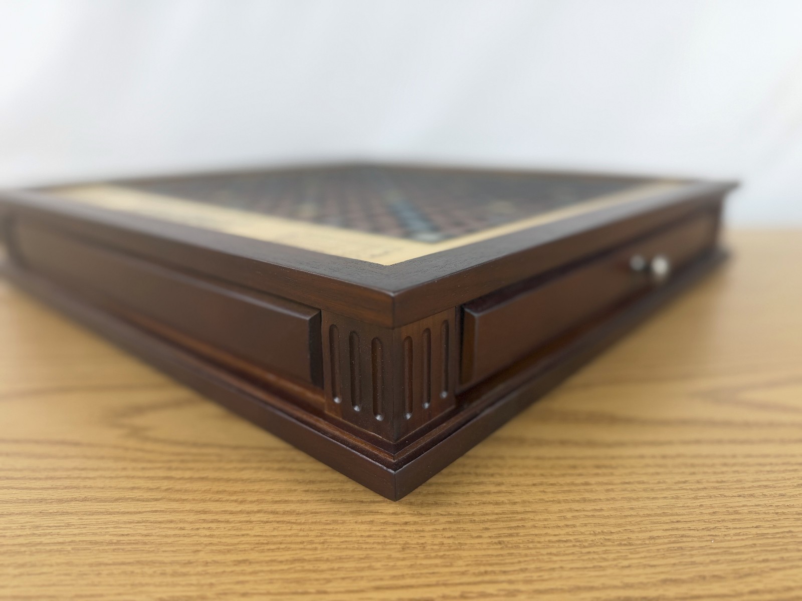 Scrabble Heirloom Edition with Rotating Solid Walnut Cabinet Turntable Open Box