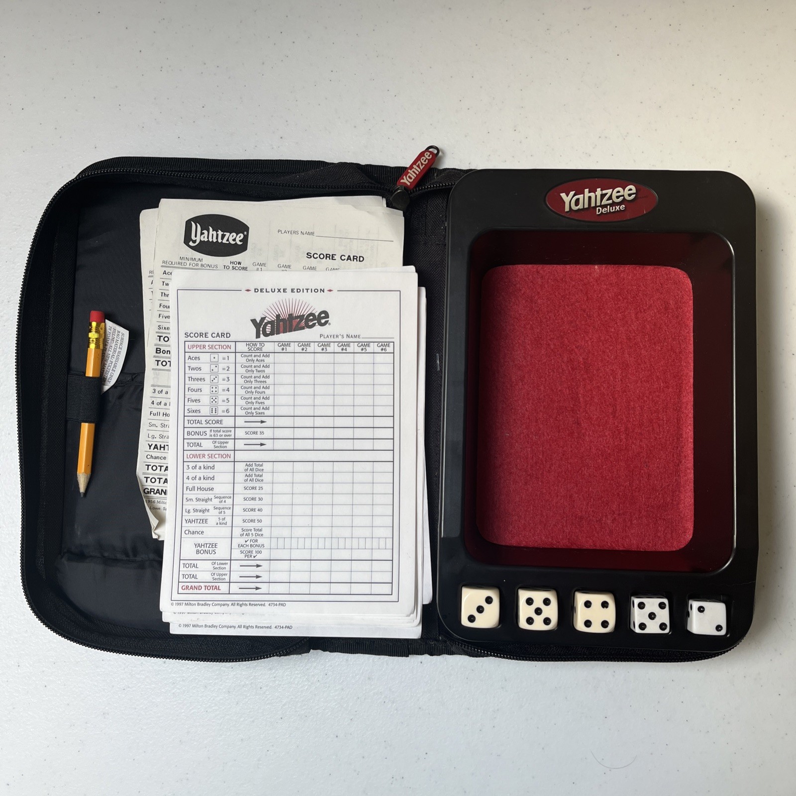 Yahtzee Deluxe Travel Edition 2003 Game Folio Sealed Dice