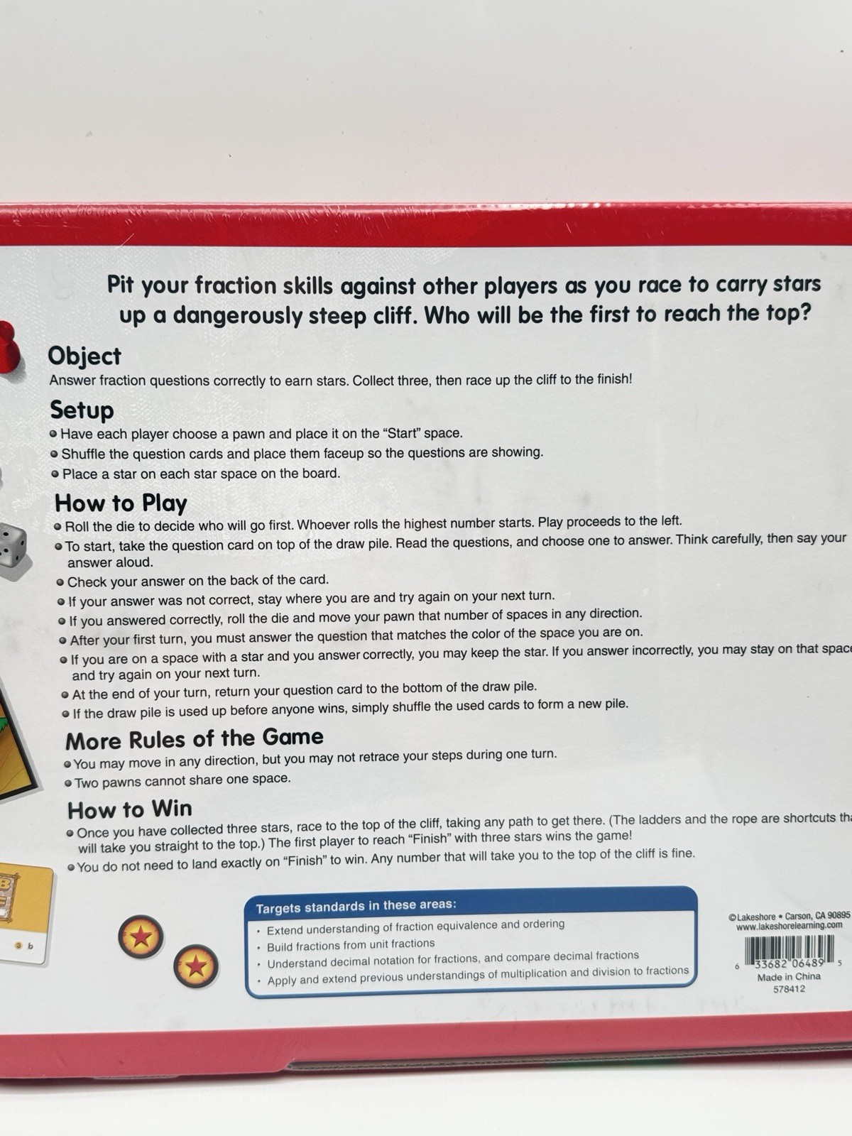 Climb The Cliff Game Lakeshore Children’s Board Game A Fractions Game Math