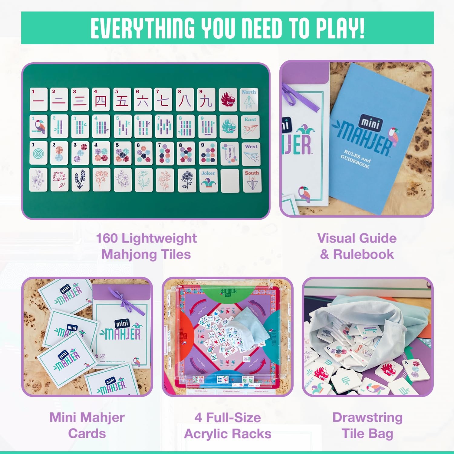Mini Mahjer Mahjong for Beginners & Families | American Mahjong Starter Set, …