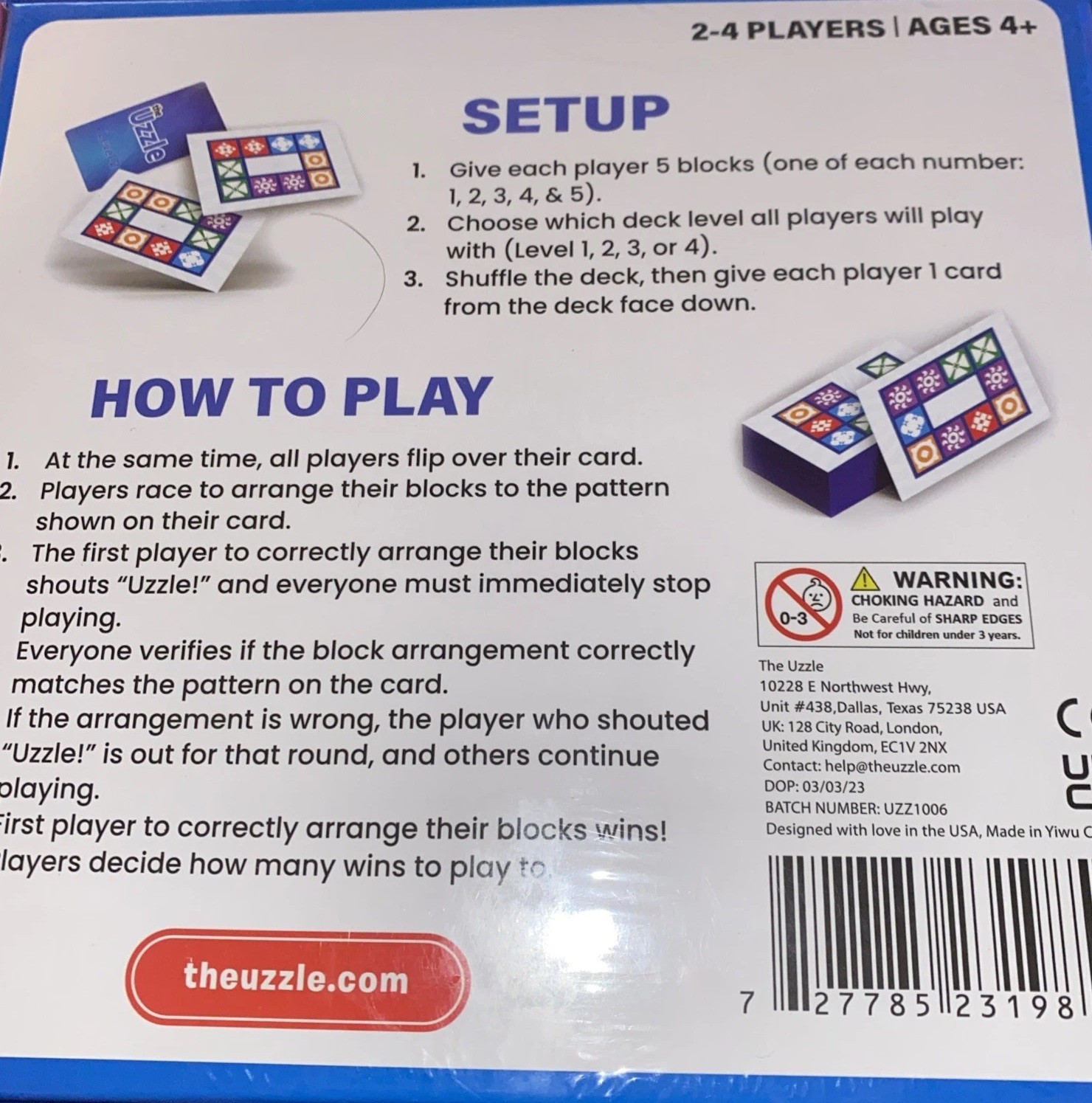 The Uzzle Board Game – Family Board Game for Children & Adults – New Sealed