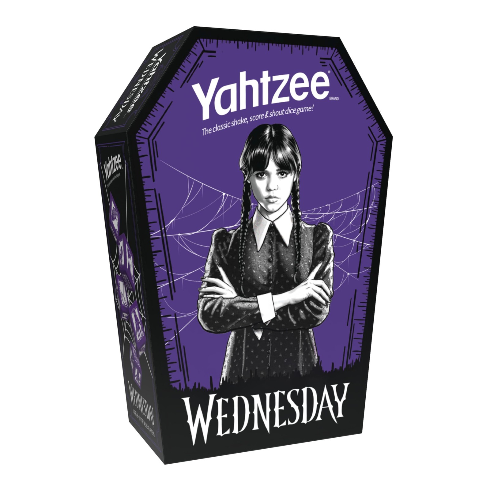 Wednesday Addams Yahtzee Game Collector’s Edition Coffin Dice Cup Custom Dice