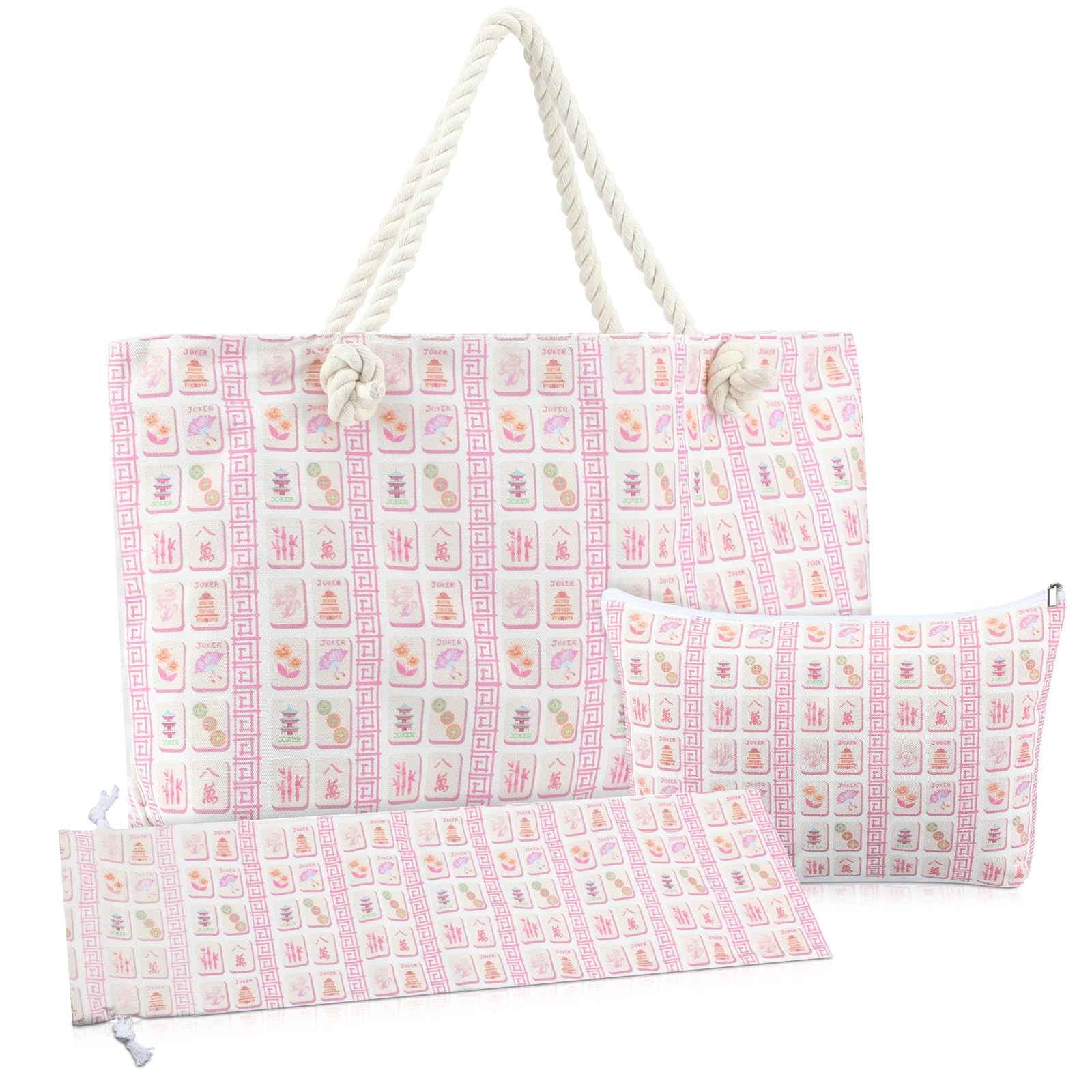 Empty Mahjong Bags Set for Tiles and Racks 24x13x4.7 Inch American Mahjong Ca…