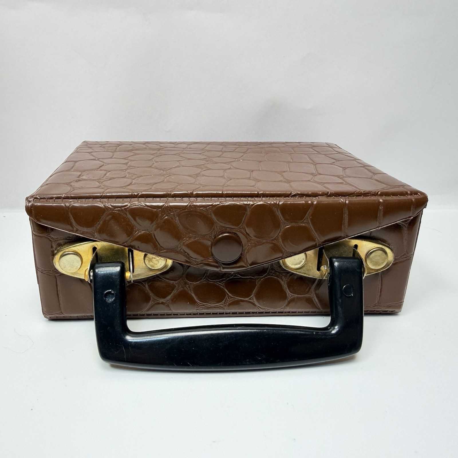Vintage Chinese Pai Gow Domino Tile Set Black Tiles w/ Case Hong Kong