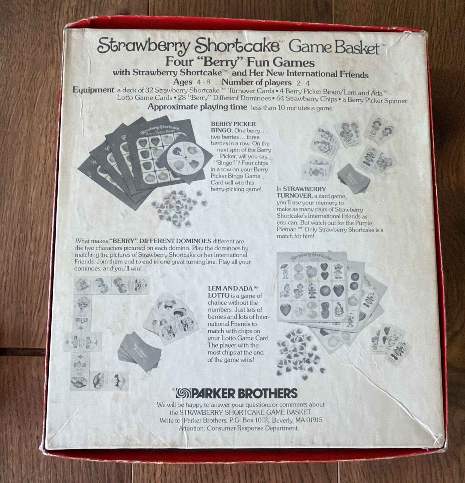 Strawberry Shortcake Game Basket 1983 Parker Bros Four Berry Fun Games COMPLETE