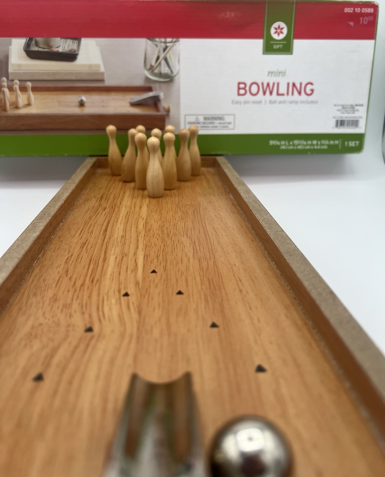 Mini Bowling Family Game Set Easy Pin Reset In Box – Desktop – Travel Size