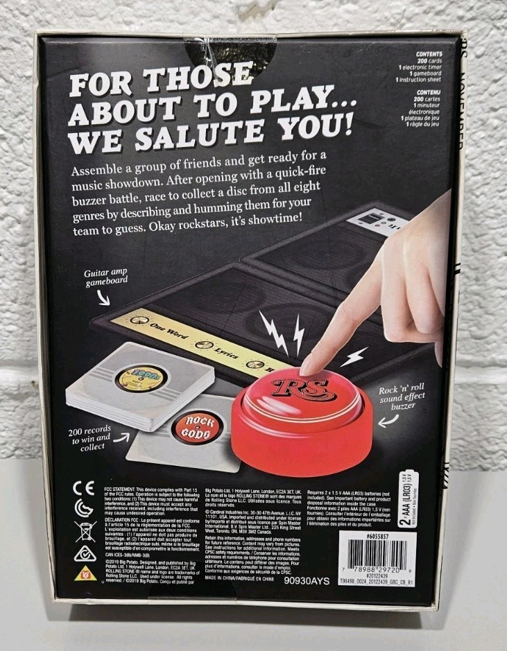 Rolling Stone The Rock and Roll Party Game with 6 Decades Of Music 4 Players NEW
