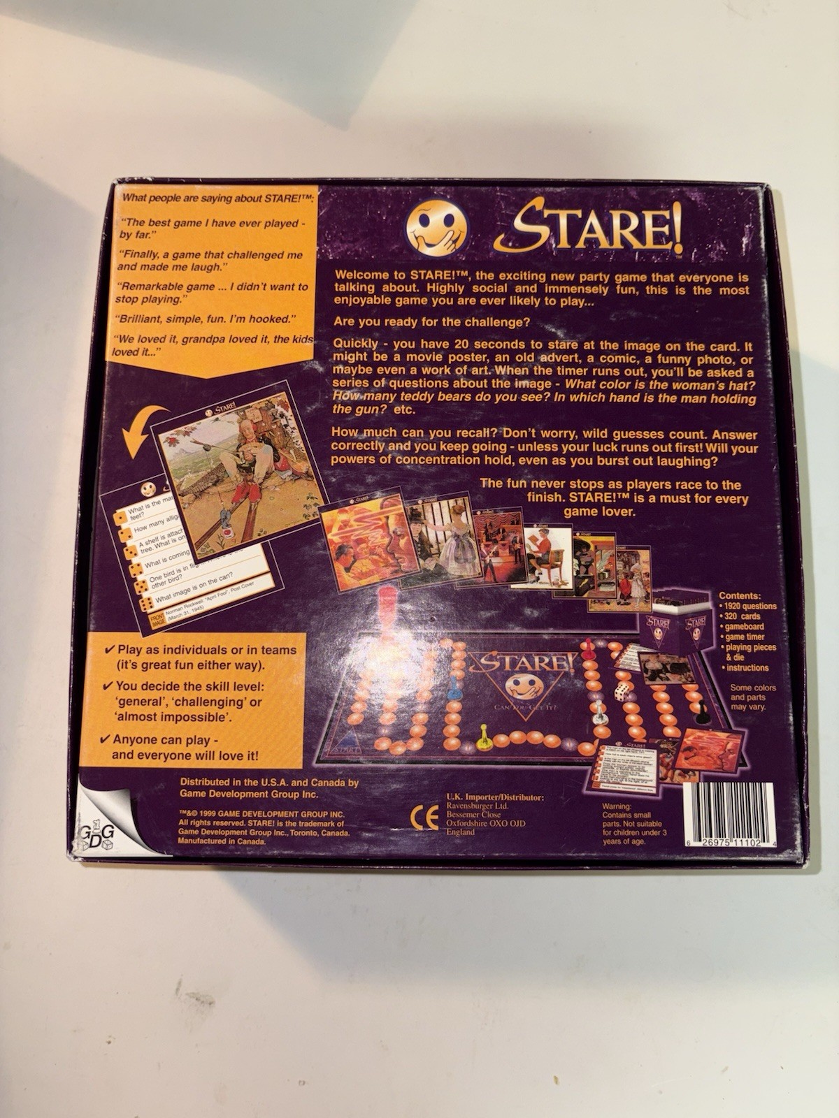 Stare! Board Game Can You Get It? 1st Ed Test Your Memory Observe Recall Age 10+