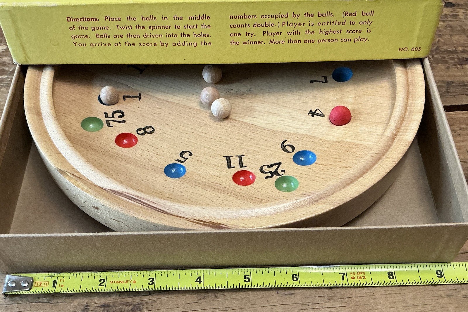 Vintage GERMAN ROULETTE Game No. 605 with Box ‘Made in Germany’ Wooden SPINNER