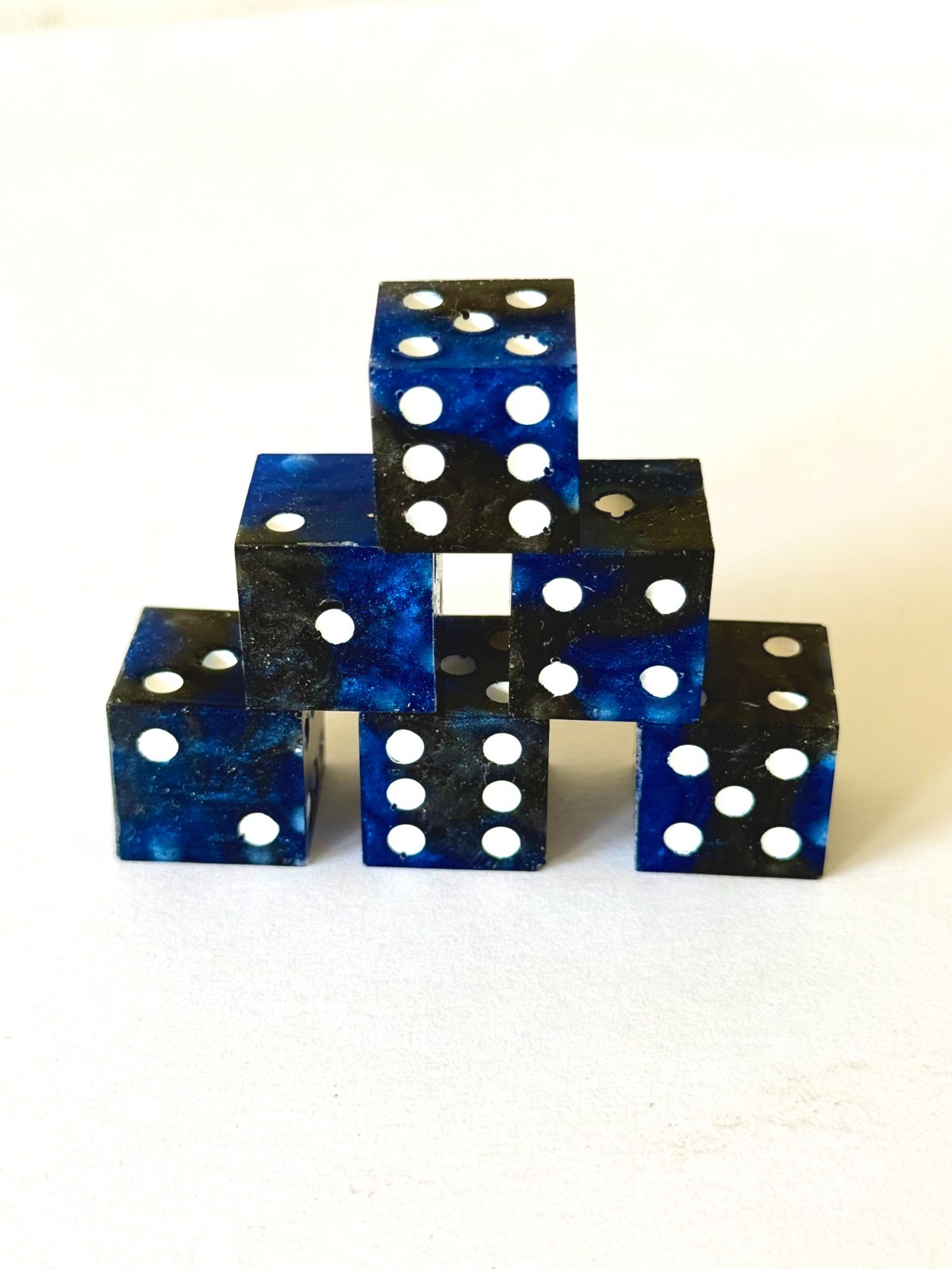 Resin Dice Set 6pcs – Royal Midnight Swirl – Handmade Replacement Dice Games