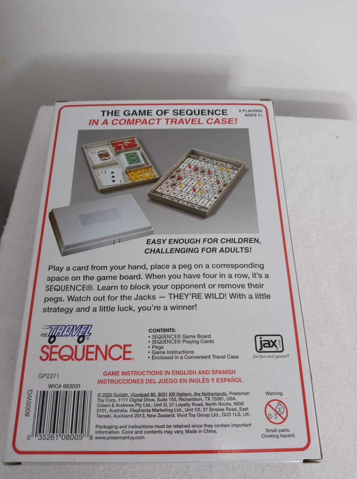 SEQUENCE -Exciting Strategy Board Game- Travel Version 2-Players JAX LTD NEW!