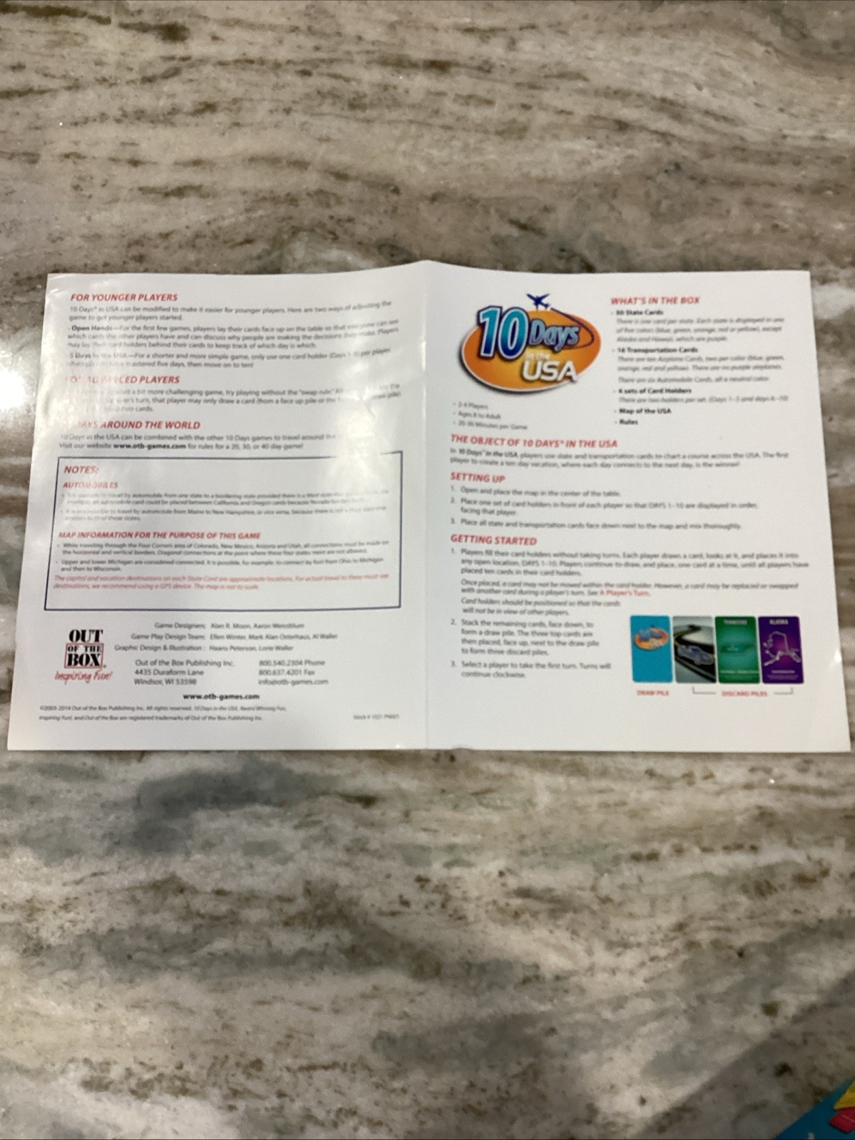 10 Days in the USA Board Game – Family Edition (2014) ~ COMPLETE