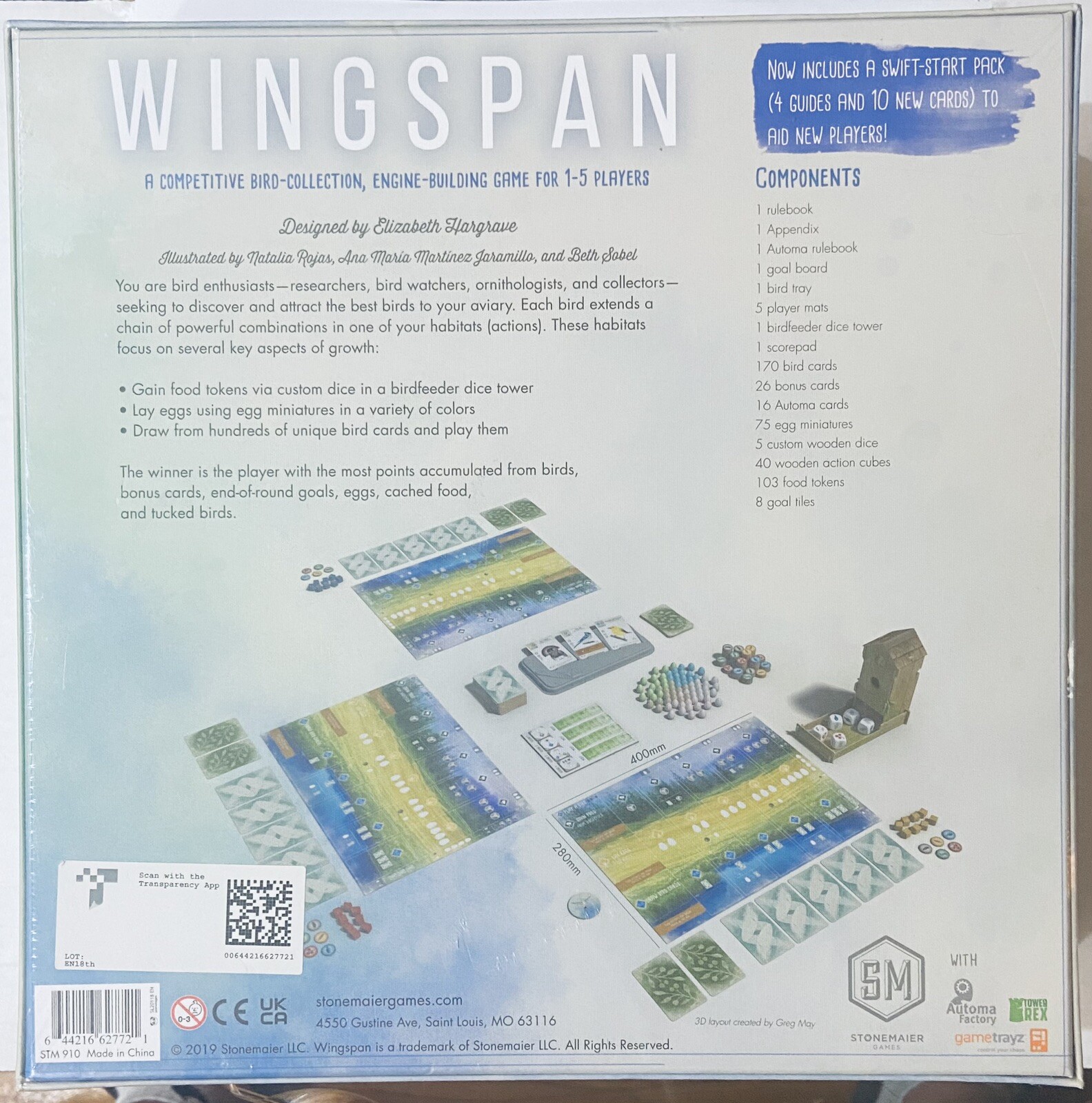 Stonemaier Games “Wingspan” Board Game Brand New 2019 Sealed.