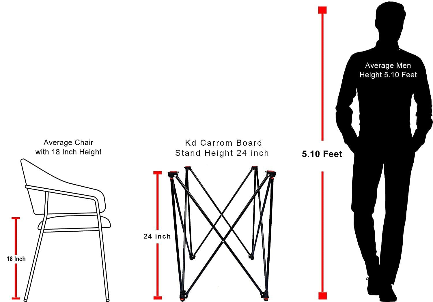 Surco Professional Collapsible Carrom Board Stand Black 30 Height Made in India