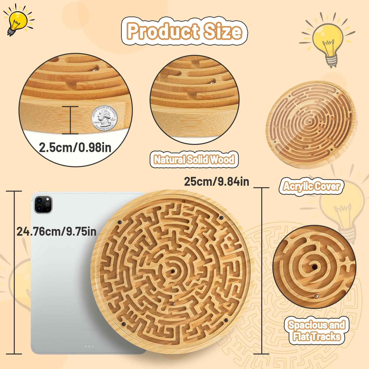 Wooden Labyrinth Board Game with Two Versions of Upgraded Circular Marble Maz…