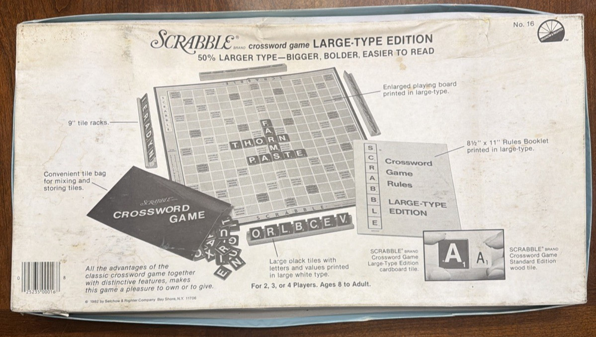 Vintage “Scrabble” Large Type Edition (1982) by Selchow & Righter
