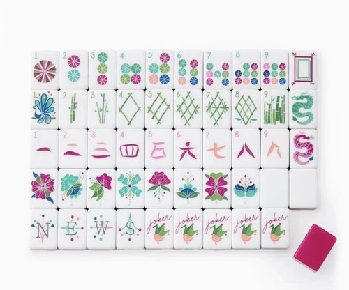 NEW! Vibrant Layered Mahjong Tiles – American Set 160 Tiles – Hot Pink Magenta