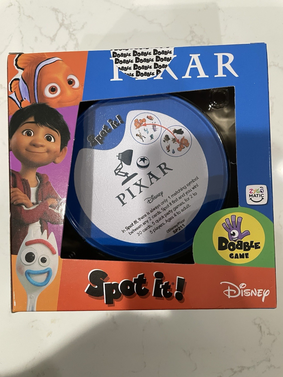 NEW Disney Pixar SPOT IT! Card Game Tin Ages 4+ Asmodee Includes 30 Cards