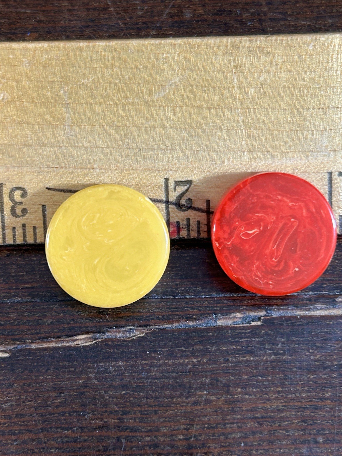 VTG Lot 30 Catalin Bakelite Backgammon Red & Butterscotch 3/4 X 3/16 & 3 Die (k)