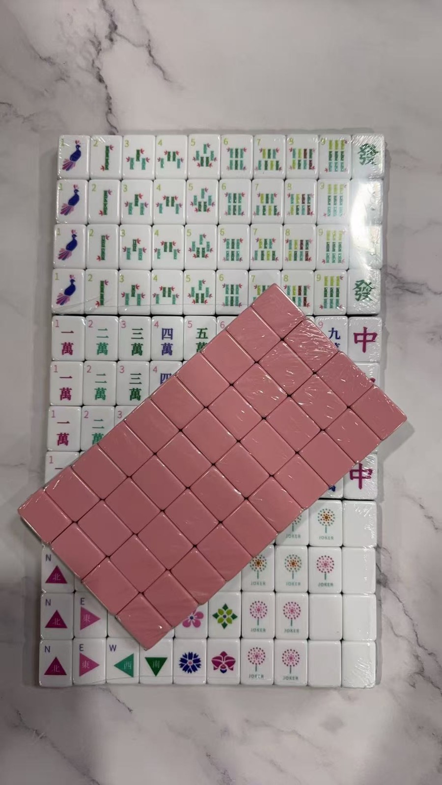 Pink American Mahjong 4-layer Acrylic Tiles 160 tile Game(1S-4-2-(02