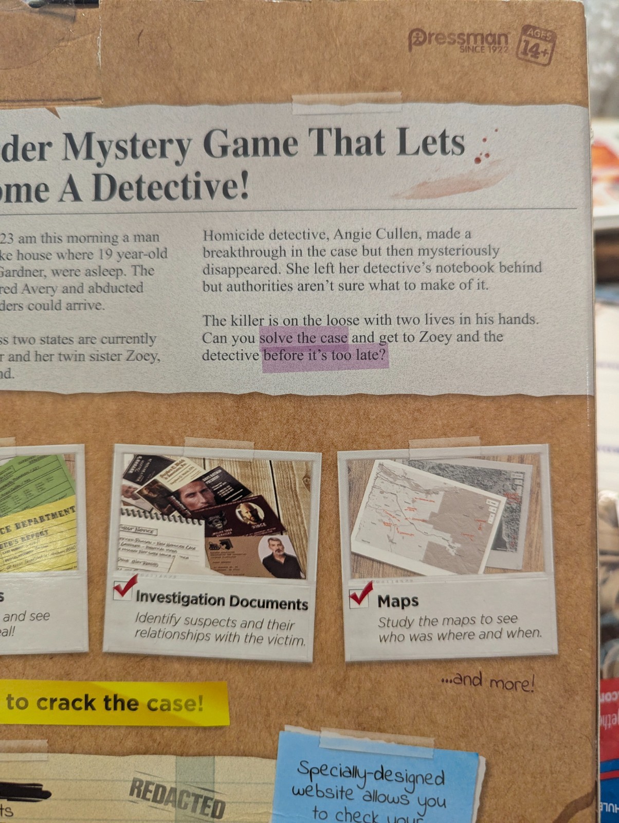 UNSOLVED CASE FILES AVERY & ZOEY GARDNER CASE Detective Game SEALED 2022