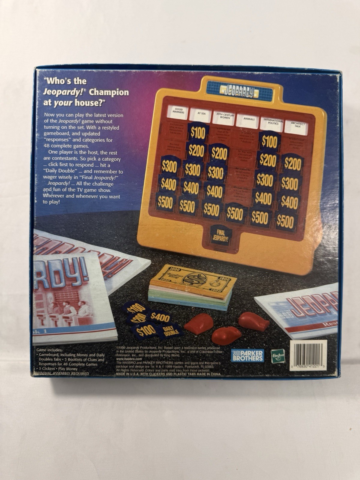 Vintage 1999 JEOPARDY Board Game Parker Brothers Hasbro Trivia COMPLETE