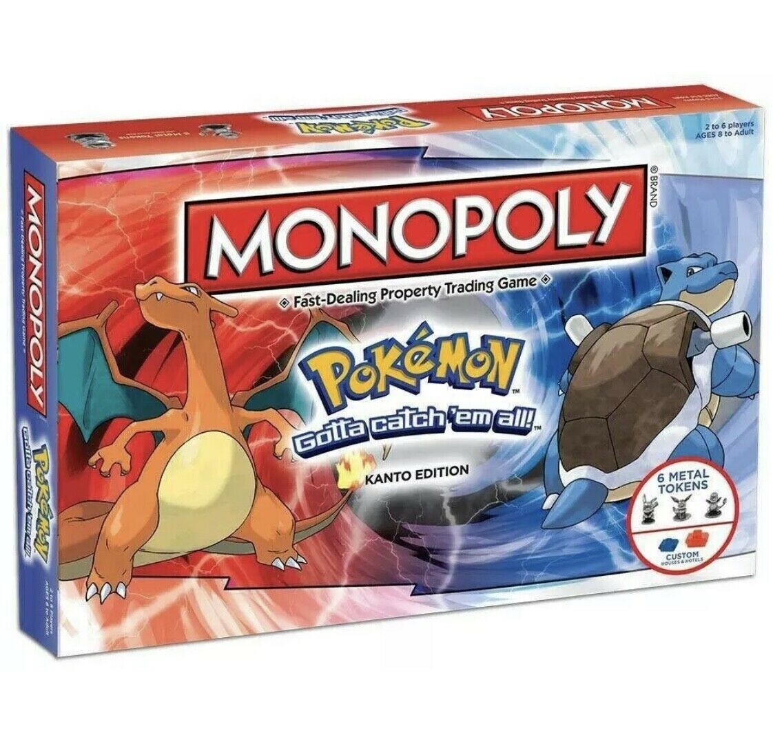 Monopoly Board Game Pokemon Kanto Family Friends Holiday Fun Property Trading