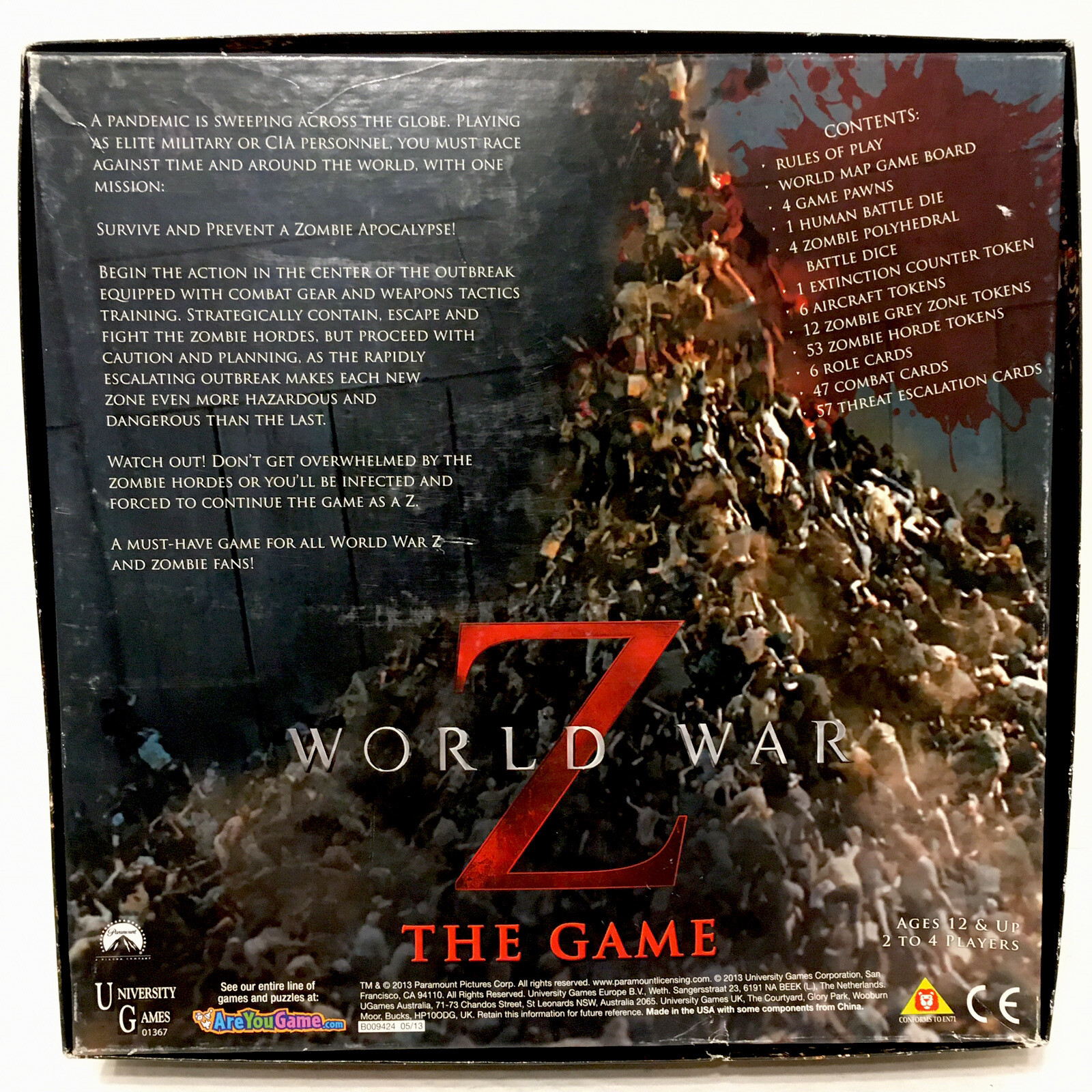 World War Z: The Board Game Movie University Games Zombies Apocalypse