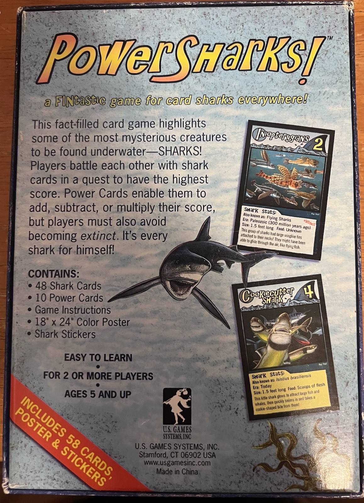 Powersharks! Card Game – US Games Systems Complete With Stickers and Poster