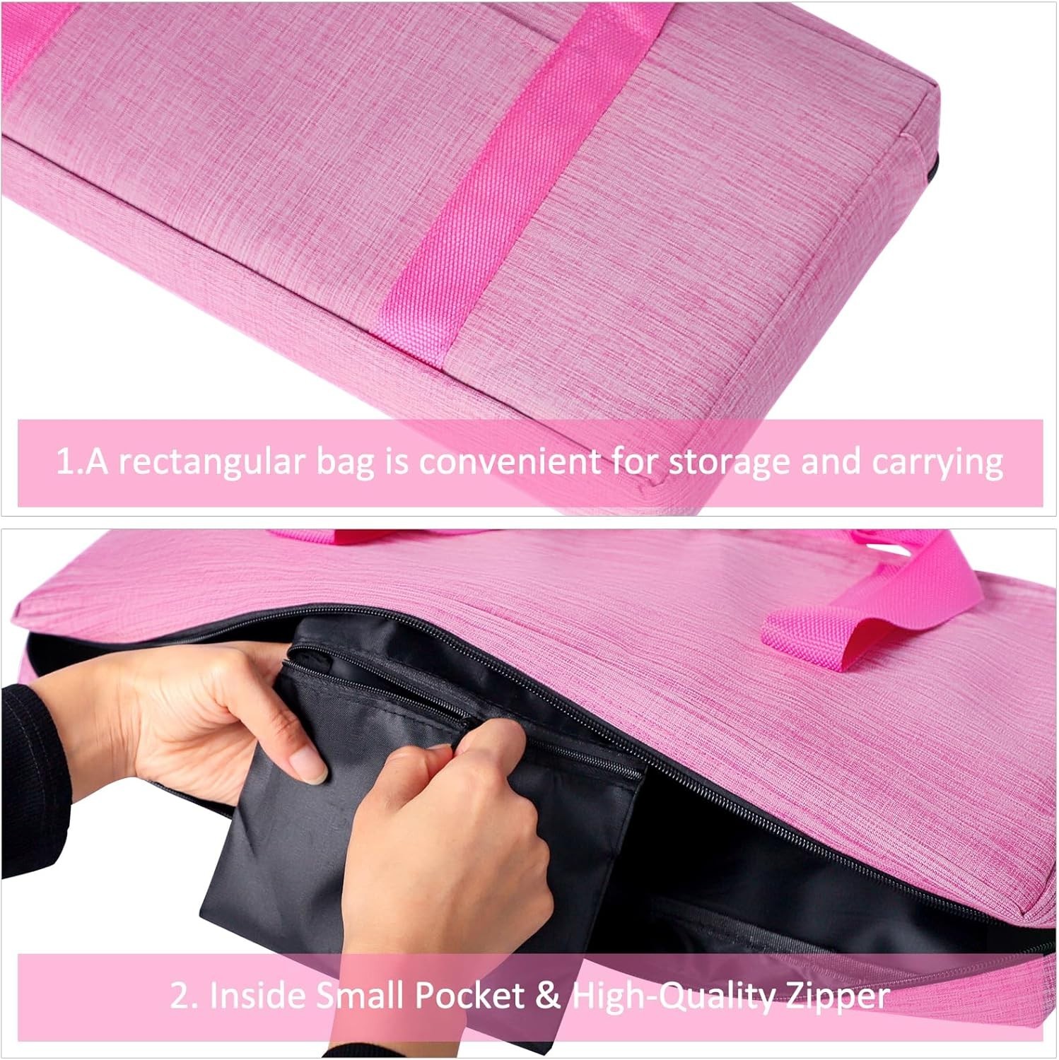 Lightweight American Mahjong Bag with Zippered Pocket & Two Wrappers – Pink