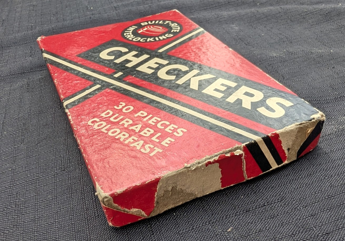 Vintage 1950’s Checkers game Built-Rite Interlocking w/ Original Box 30 piece