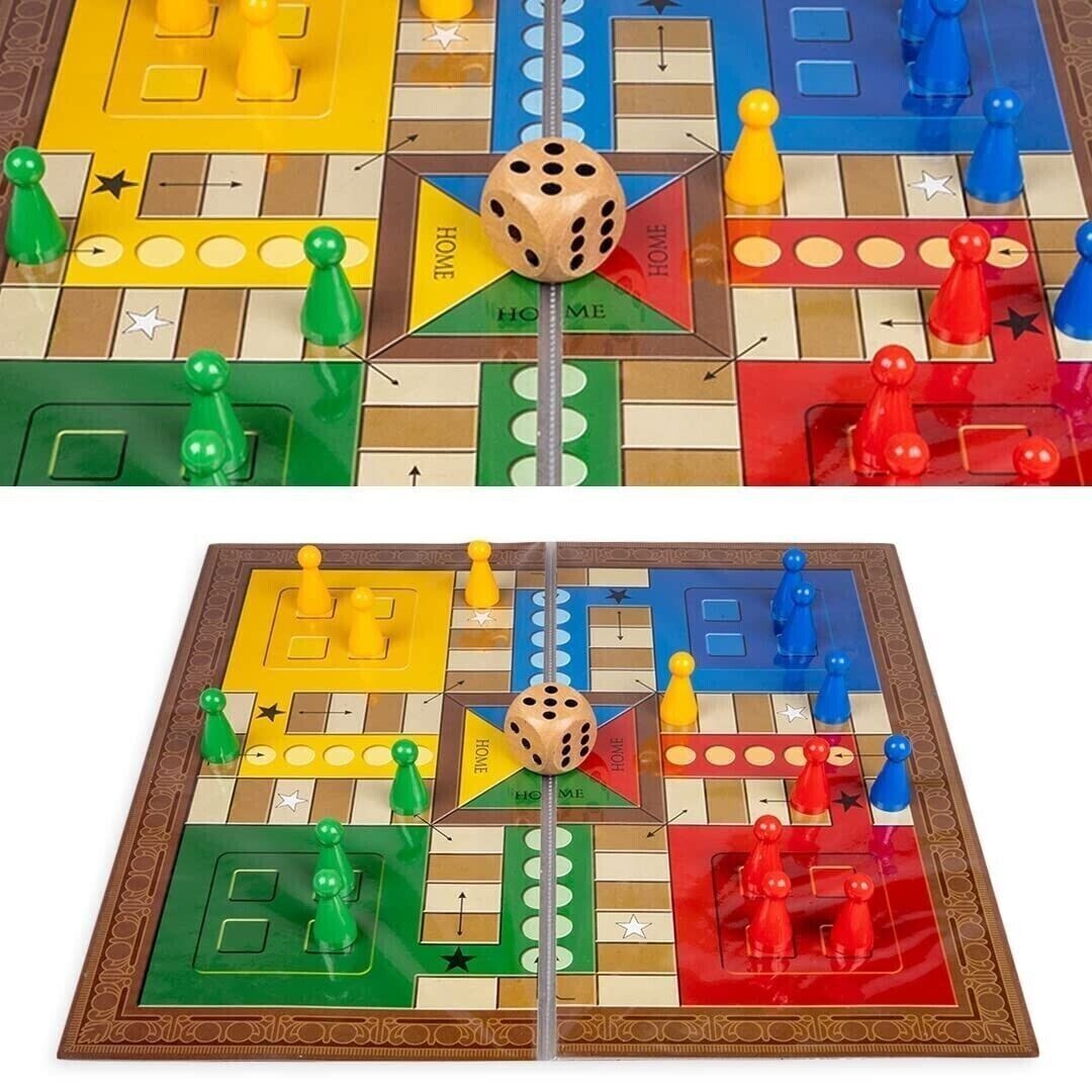 Grand Ludo and Snakes & Ladders Board Game with Jumbo Size Wooden Dice