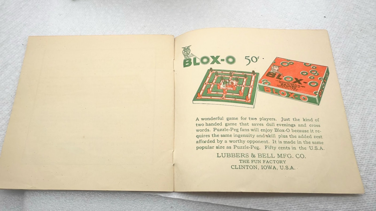 Vintage Puzzle Peg Game Lubbers & Bell MFG. Co. Clinton Iowa 1931 looks complete