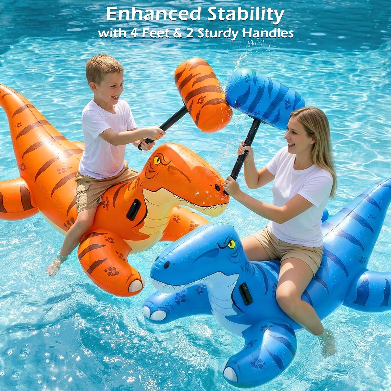 Pool Floats 2Pack Inflatable Dinosaur Ride On X Large Green Orange Jasonwell