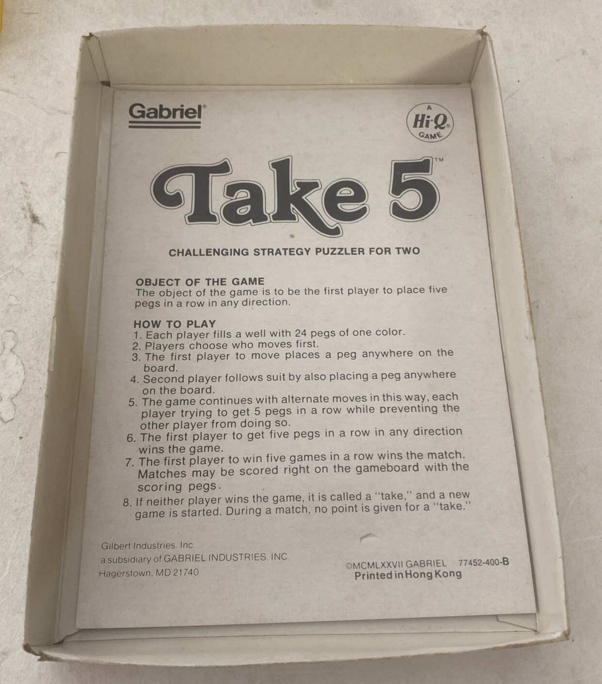 1977 Gabriel Vintage Take 5 Strategy Game Complete
