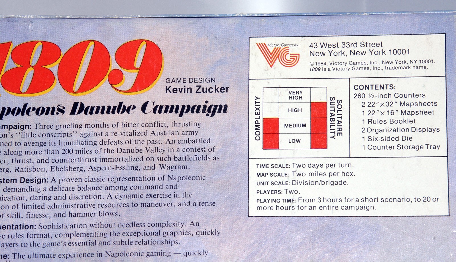Victory Games 1809 Napoleon’s Danube Campaign Complete Unpunched