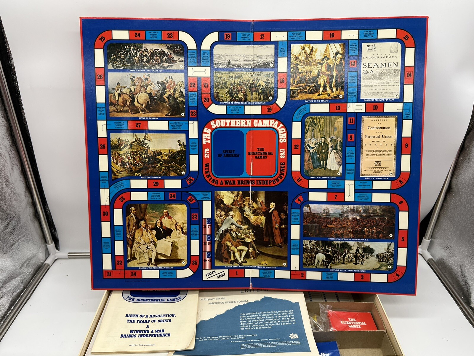 VINTAGE 1975 COACH HOUSE “THE BICENTENNIAL GAMES” 3 BOARD GAMES IN 1 Complete!