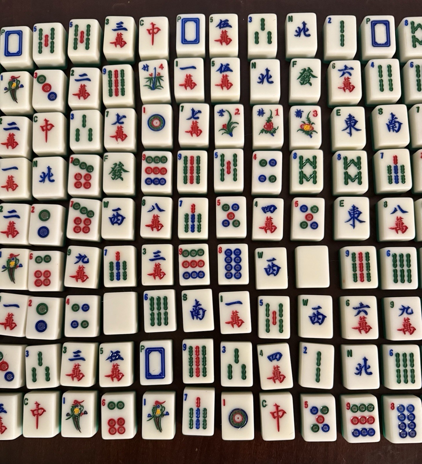 Vintage Mahjong Game Set of 148 Replacements Tiles 148 PCs Green And white