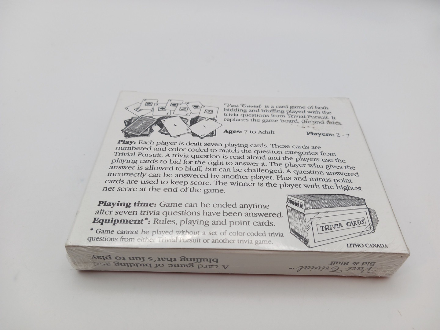 Vari-Trivial Bid & Bluff Sealed Card Game Vintage Trivia Bluffing Party Game New