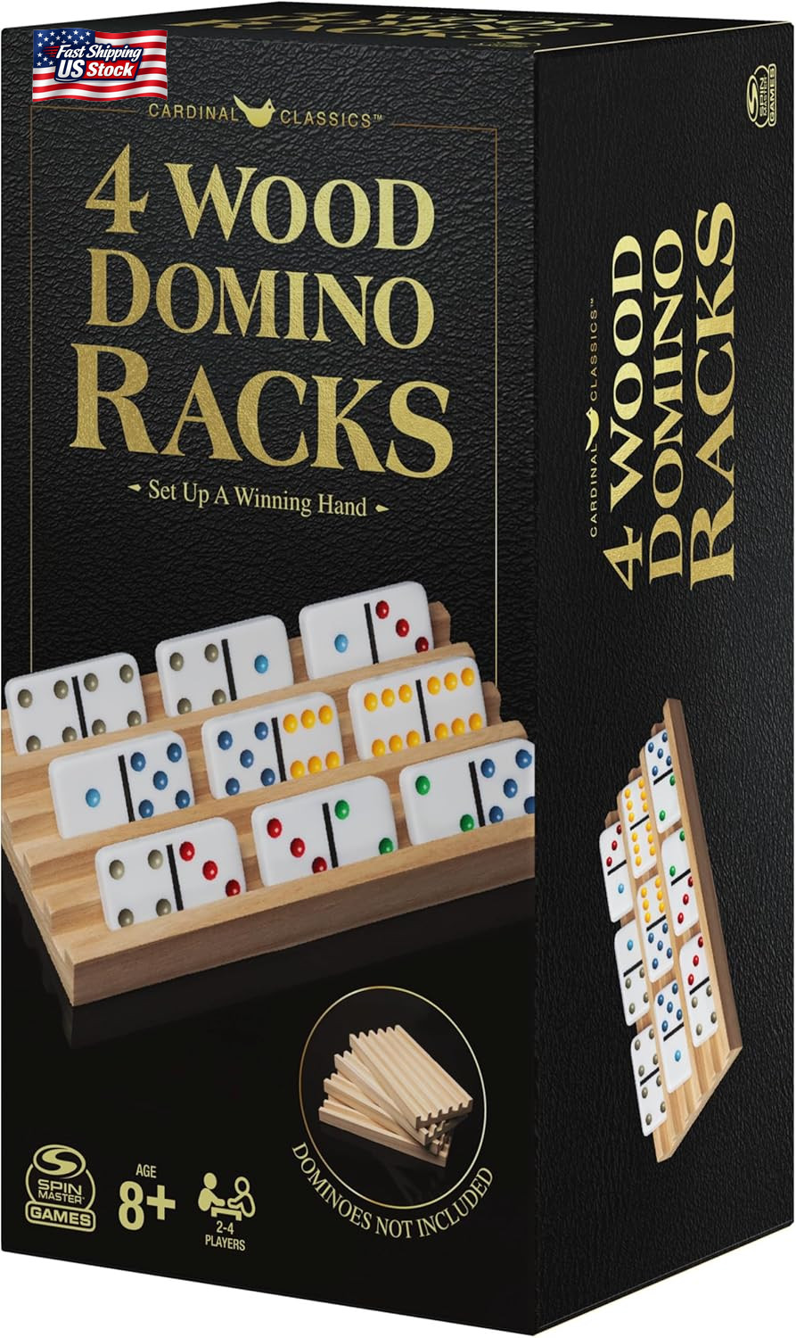 Spin Master Games, Wooden Domino Racks, Set of 4 Trays for Mexican Train Dominoe