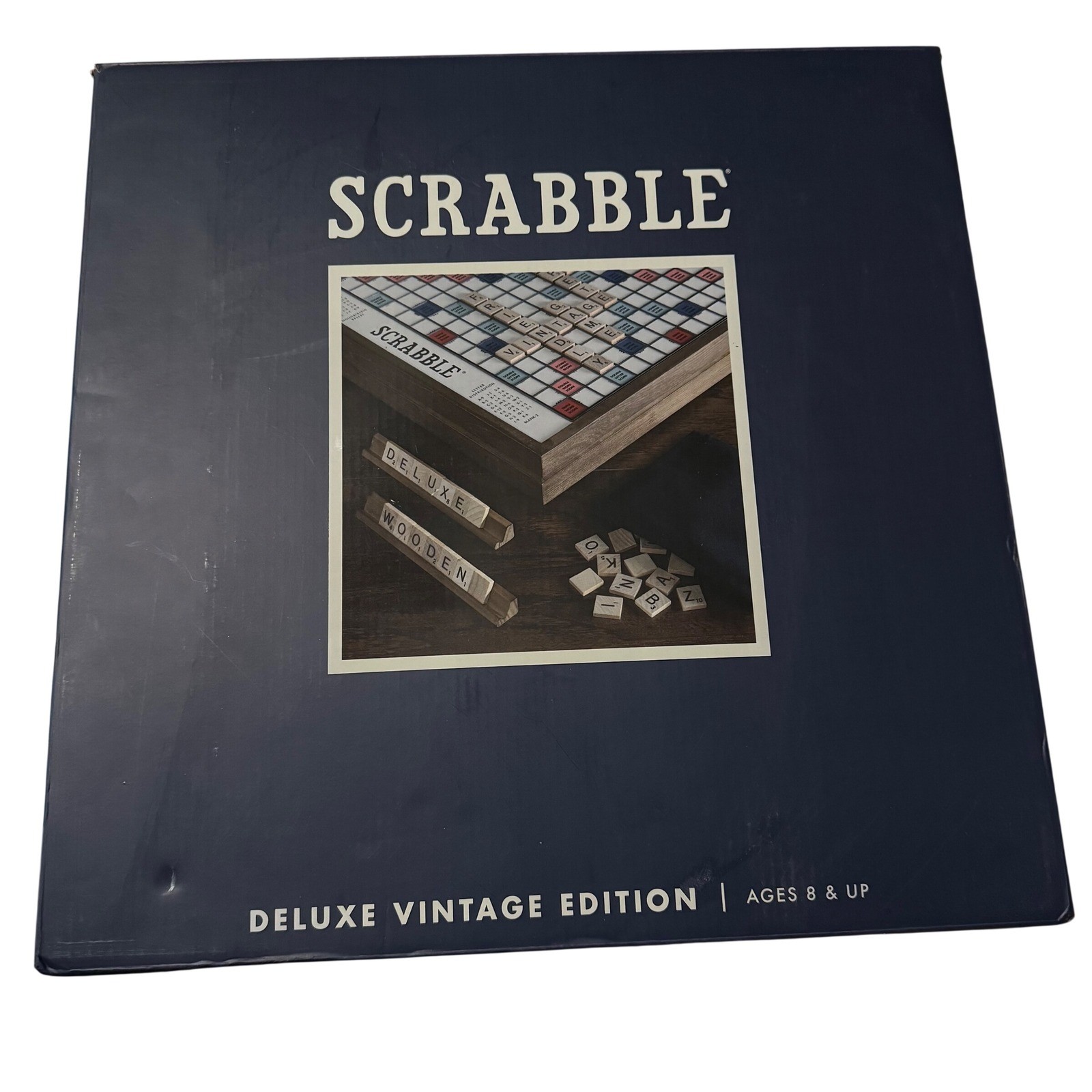 Scrabble Deluxe Vintage Edition Wooden Rotating Game Board WS Game Company 40810
