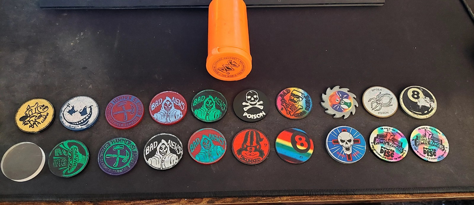 Mixed lot of 20 vintage slammers w/ POG branded storage tube