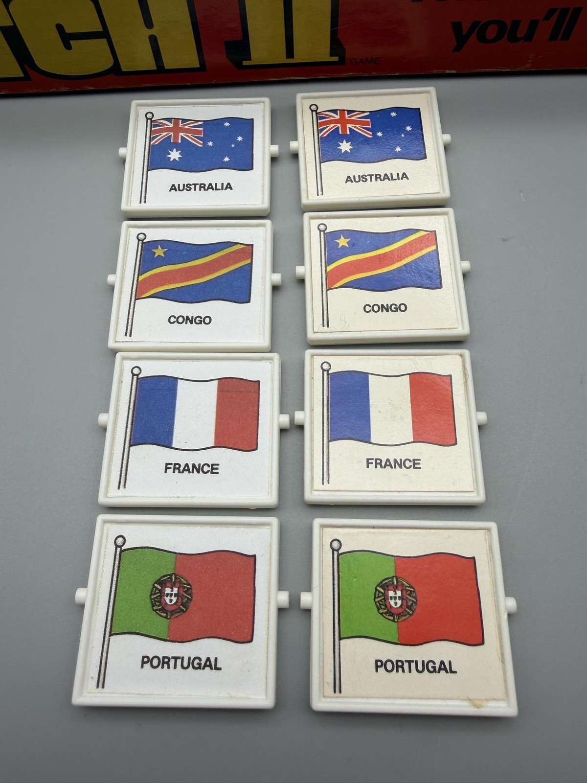Vintage 1970s Match II Memory Board Game Ideal World Flags Maps Geography READ
